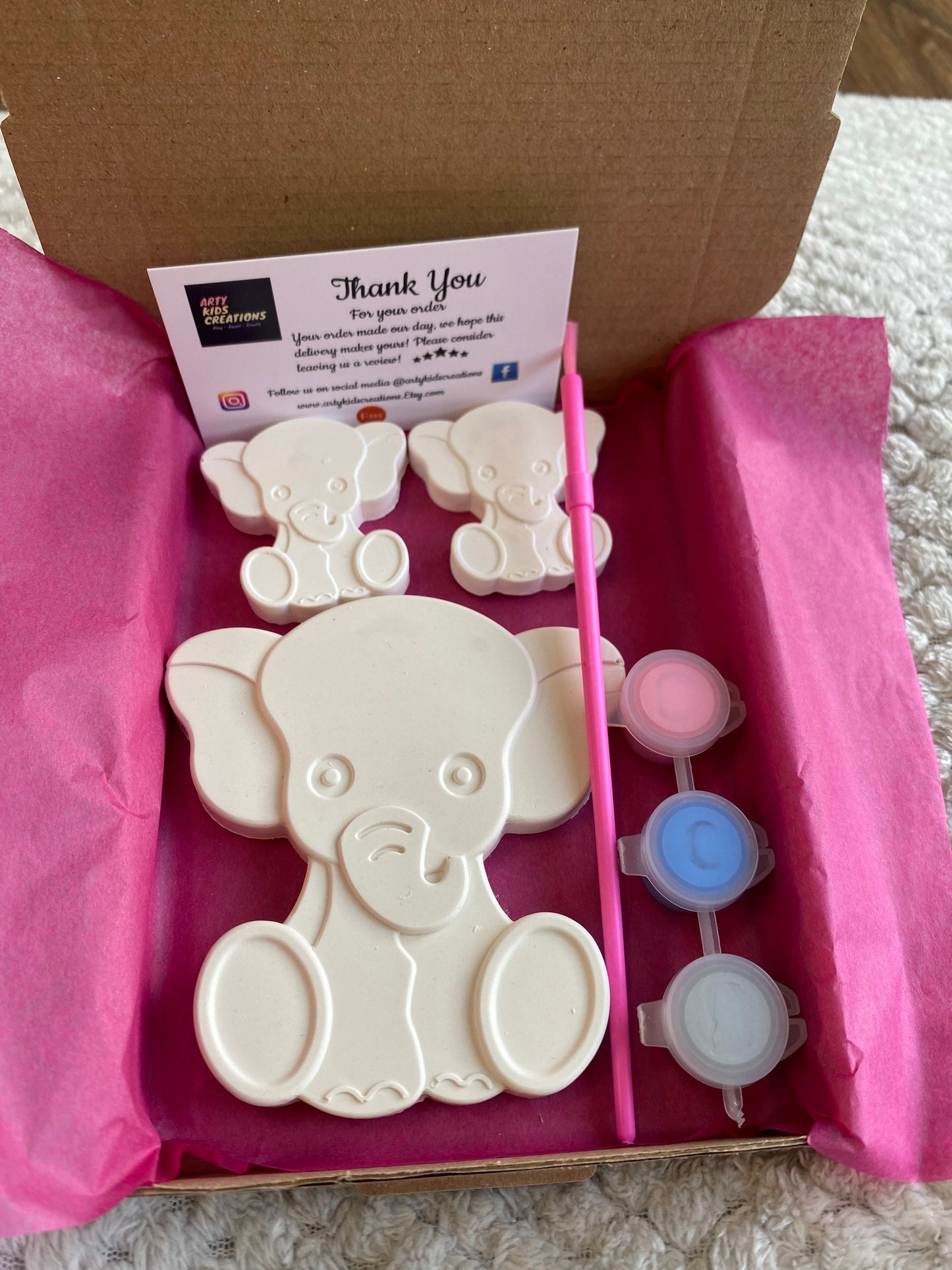 Paint Your Own Elephant Craft Set ~ Craft Kit~ Pocket Money Crafts ~ Rainy Day Activity~ Party Favours ~ Gift