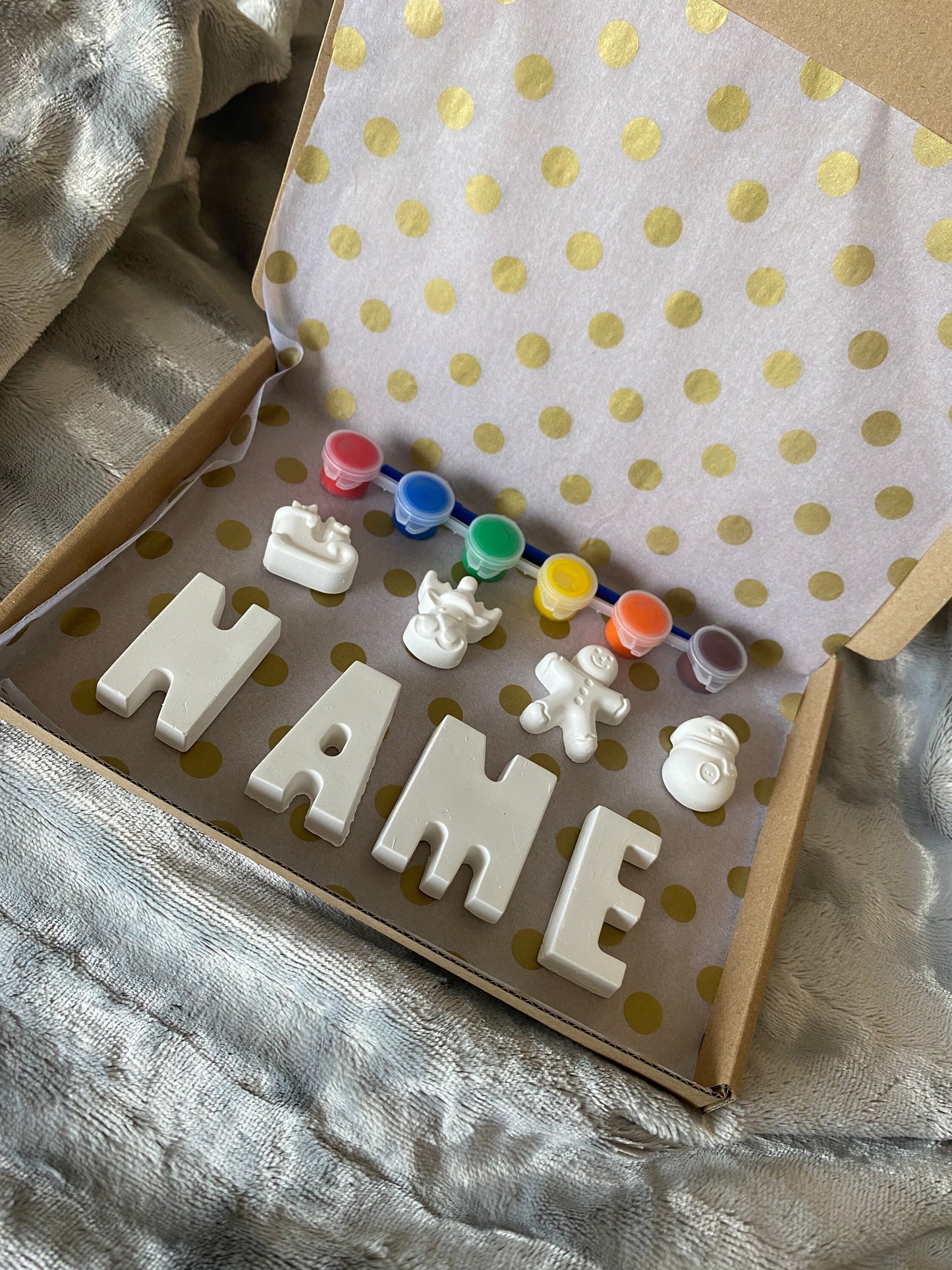 Personalised Paint Your Own Name~  Christmas Edition ~ Snowman ~ Reindeer ~ Gingerbread Man~ Sleigh~ Stocking Filler~ Xmas Eve Box ~ Gift ~