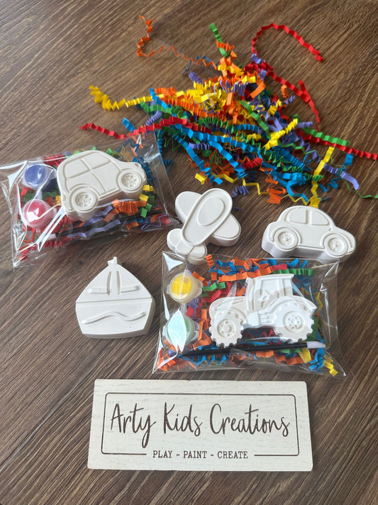 Paint Your Own Transport Themed Party Favour ~ Party Bag ~ Tractor~ Car ~ Plane~ Boat~  Hobby ~ Craft Kit~ Rainy Day Activity