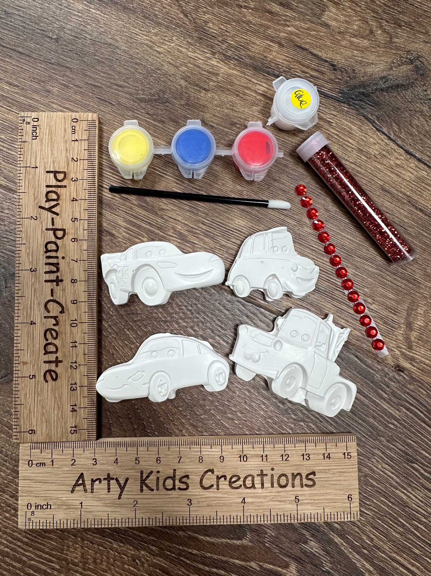 Paint your own cars set gifting birthday party plaster of paris party bag, party favour, rainy day craft, stocking filler, painting kit